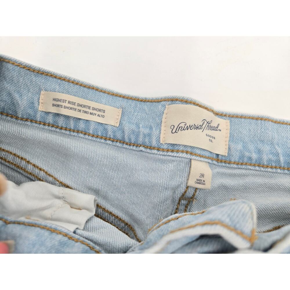 Universal Thread Highest Rise Shortie Womens 2R Light Wash Denim Shorts - Picture 4 of 10